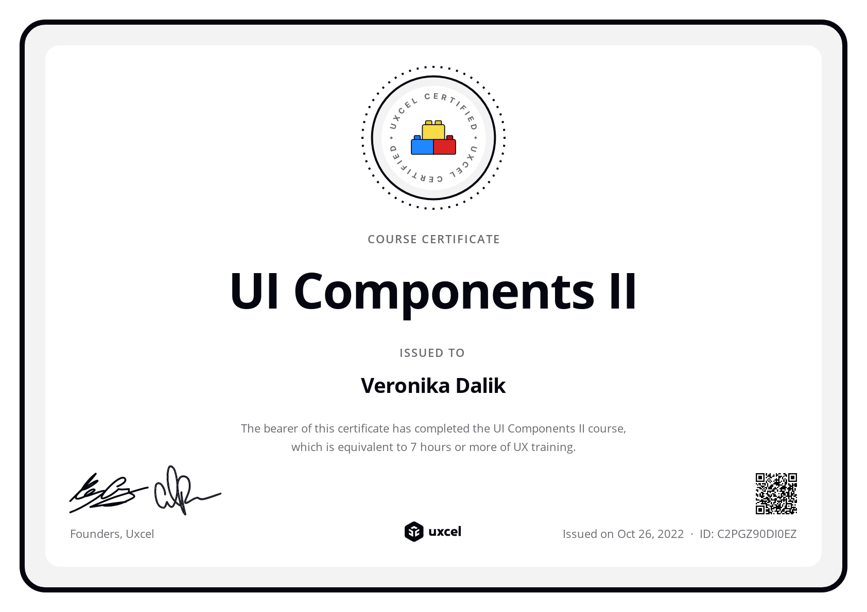 Nika D.'s certificate